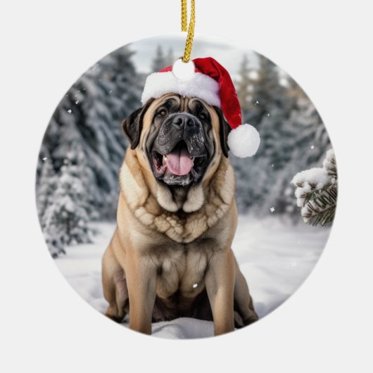 Mastiff Hond Kerstmis Keepsake Keramisch Ornament (Voorkant)