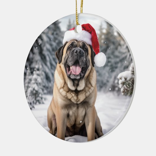 Mastiff Hond Kerstmis Keepsake Keramisch Ornament (Links)
