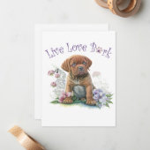 Mastiff Hond Mam Bloemen Notitiekaartje (Voorkant / Achterkant in situ)