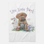Mastiff Hond Mam Bloemen Theedoek (Verticaal)