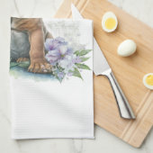 Mastiff Hond Mam Bloemen Theedoek (Quarter Fold)