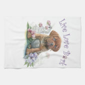 Mastiff Hond Mam Bloemen Theedoek (Horizontaal)