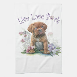 Mastiff Hond Mam Bloemen Theedoek
