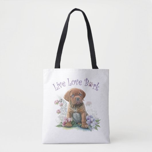 Mastiff Hond Mam Bloemen Tote Bag (Voorkant)
