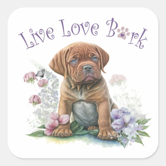 Mastiff-hond Moeder Bloem Vierkante Sticker (Voorkant)