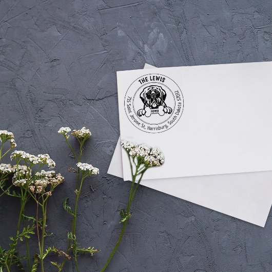 Mastiff hond retour adres familie rubberstempel