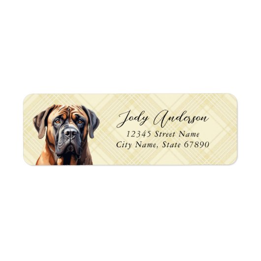 Mastiff hond retour adreslabels etiket (Voorkant)