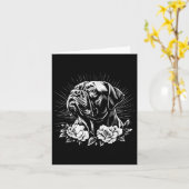 Mastiff Hondenliefhebber Retro Style Tattoo Kaart (Gele Bloem)