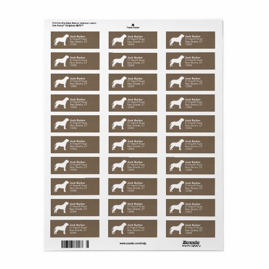 Mastiff Hondenras Silhouette Return Address Labels (Full Sheet)