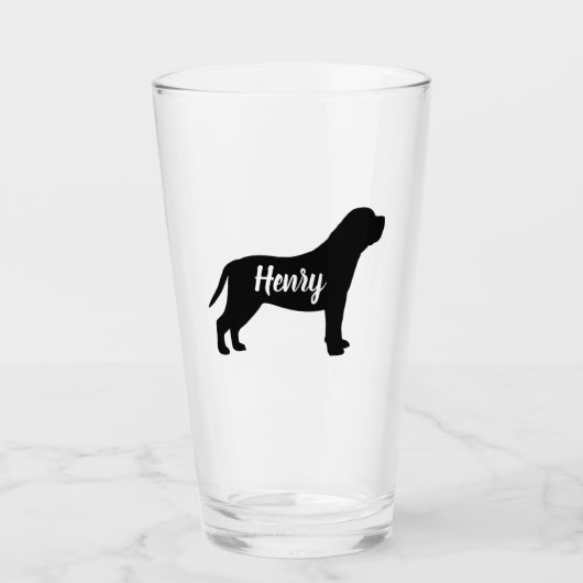 Mastiff hondensilhouet gepersonaliseerd Drink glas (Voorkant)