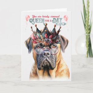 Mastiff Hondin Queen voor een Dag Grappige Verjaar Kaart