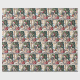 Mastiff Kerstboom Watercolor Kerstmis Inpakpapier