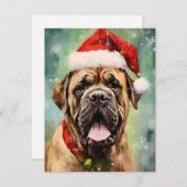 Mastiff Kerstborstel schilderen kunstwerk Feestdagenkaart (Voorkant / Achterkant)