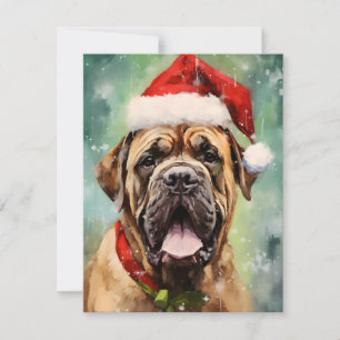 Mastiff Kerstborstel schilderen kunstwerk Feestdagenkaart
