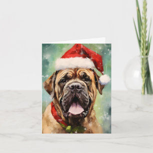 Mastiff Kerstborstel schilderen kunstwerk Kaart