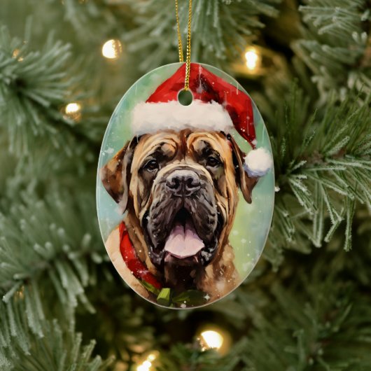 Mastiff Kerstborstel schilderen kunstwerk Keramisch Ornament (Boom)