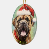 Mastiff Kerstborstel schilderen kunstwerk Keramisch Ornament (Links)