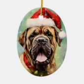 Mastiff Kerstborstel schilderen kunstwerk Keramisch Ornament (Voorkant)