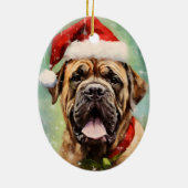 Mastiff Kerstborstel schilderen kunstwerk Keramisch Ornament (Achterkant)