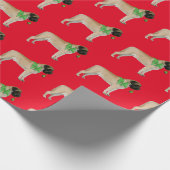 Mastiff-kerstcadeaupapier - rood cadeaupapier (Hoek)