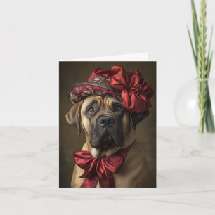 Mastiff Kerstkaart Elegante Victoriaanse Hond Feestdagen Kaart