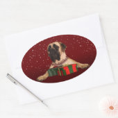 Mastiff Kerstmis Ovale Sticker (Envelop)