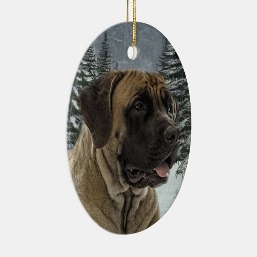 Mastiff kerstversiering keramisch ornament (Rechts)