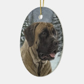 Mastiff kerstversiering keramisch ornament (Links)