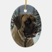 Mastiff kerstversiering keramisch ornament (Voorkant)