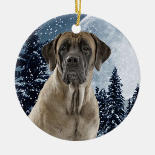 Mastiff kerstversiering keramisch ornament (Voorkant)