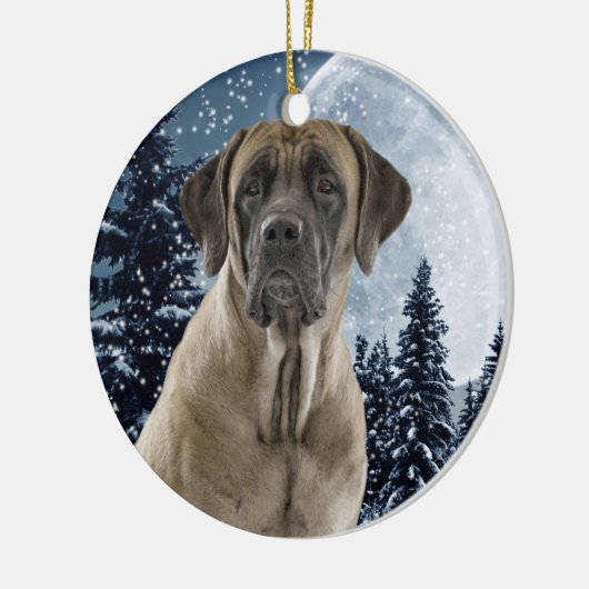 Mastiff kerstversiering keramisch ornament (Links)