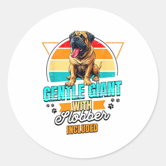 Mastiff Lover Funny Mastiff Dog Retro  Ronde Sticker (Voorkant)