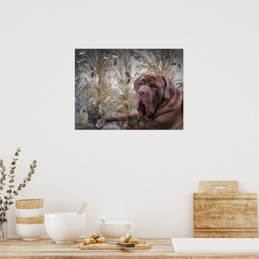 Mastiff met klein konijnenPoster Poster (Keuken)