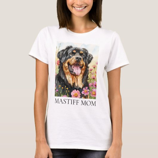 Mastiff Mom Waterverf Hond Shirt (Voorkant)