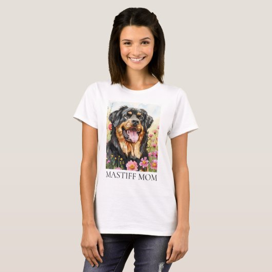 Mastiff Mom Waterverf Hond Shirt (Voorkant volledig)