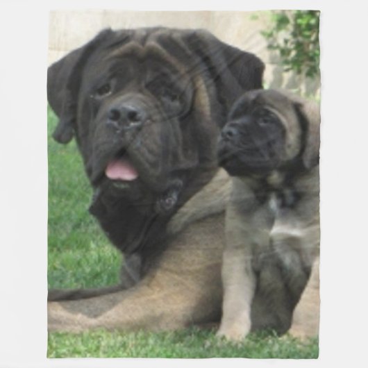 MASTIFF MOTHER and PUP Fleece Deken (Voorkant)