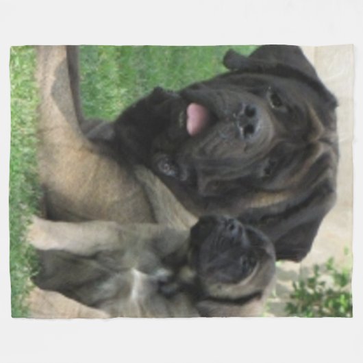 MASTIFF MOTHER and PUP Fleece Deken (Voorkant (Horizontaal))