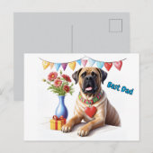 Mastiff op een feest briefkaart (Voorkant / Achterkant)