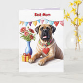Mastiff op een feest kaart (Gele Bloem)