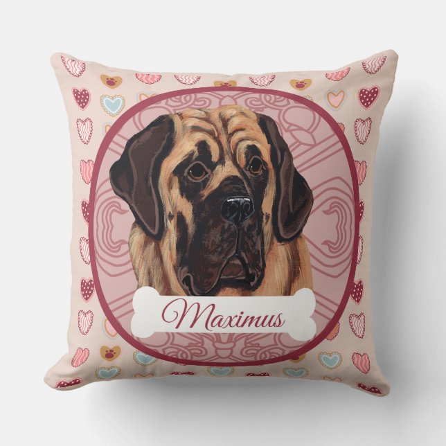 Mastiff Persoonlijke Valentijnskussen Kussen (Voorkant)