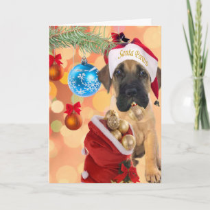 Mastiff Puppy Merry Kerstmis Feestdagen Kaart