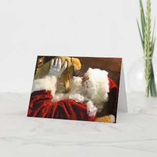Mastiff Puppy met Santa Christmas Kaart