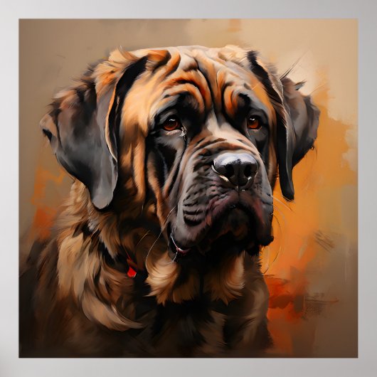 Mastiff Realisme Kunst Portret Poster (Voorkant)
