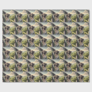 Mastiff Roadtrip Schilderachtige Landschap Aquarel Cadeaupapier