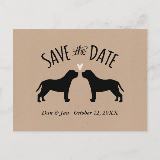 Mastiff Silhouetten Bruiloft Save the Date Aankondigingskaart (Voorkant)
