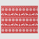 Mastiff Silhouetten Kerstmis Patroon Rood Tissuepapier (Voorkant)