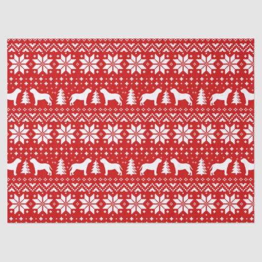 Mastiff Silhouetten Kerstmis Patroon Rood Tissuepapier (Voorkant)