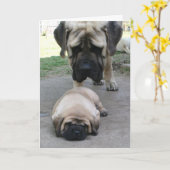Mastiff vader en puppy Vaderdag Kaart (Gele Bloem)