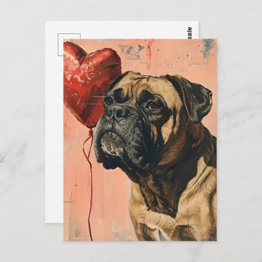 Mastiff  Valentijnsdag Briefkaart (Voorkant / Achterkant)