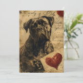 Mastiff Vintage Valentijnsdag  Feestdagenkaart (Staand voorkant)